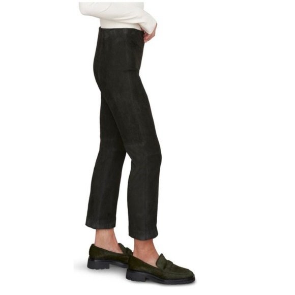 Vince $1295 Stretch Genuine Suede Cropped Flare Legging Pants NWT Black L - Picture 6 of 7